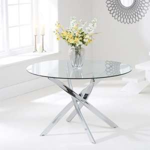 Dystonia Round 110cm Clear Glass Dining Table With Chrome Base