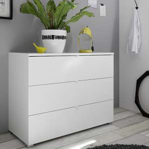 Cattio Wooden Chest Of Drawers In Matt White With 3 Drawers