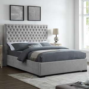 Clovelly Velvet Fabric King Size Bed In Grey