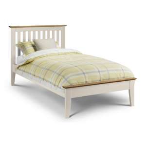 Saadet Two Tone Single Size Bed In Stone White Lacquered