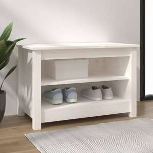 Cedric Solid Pinewood Shoe Storage Bench In White