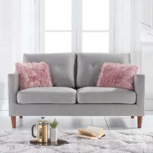 Celaya Chesterfield Velvet 2 Seater Sofa In Grey
