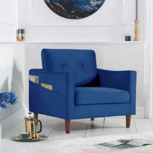 Celaya Chesterfield Velvet Armchair In Blue