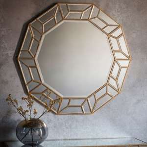 Celeste Artistic Decagon Wall Bedroom Mirror In Gold