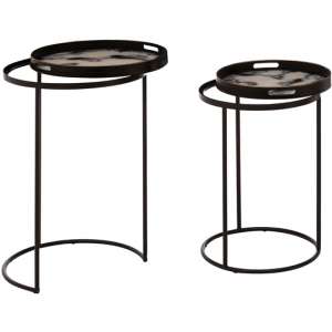 Baekdu Set Of 2 Marble Effect Nesting Tables    
