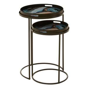 Baekdu Set Of 2 Pink Blue Nesting Tables    