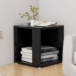 Celous Square High Gloss Side Table In Black
