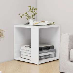 Celous Square High Gloss Side Table In White