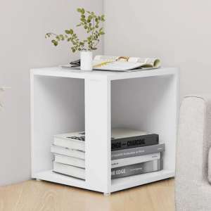 Celous Square Wooden Side Table In White