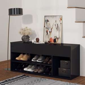 Cemach High Gloss Shoe Storage Bench In Black