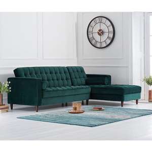 Centarik Right Handed Velvet Sofa Bed In Green
