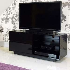 Century TV Stand In Black High Gloss With Two Drawers