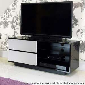 Century TV Stand In Black High Gloss With White Gloss Drawers