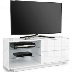 Century TV Stand In White High Gloss With Two Drawers
