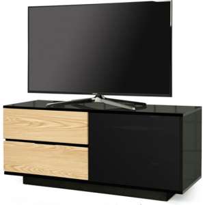 Century Ultra TV Stand In Black Gloss With Oak Gloss Drawers