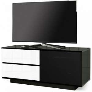 Century Ultra TV Stand In Black Gloss With White Gloss Drawers