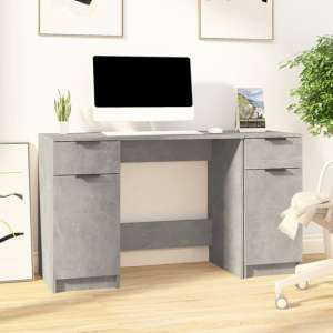 Ceri Computer Desk With 2 Doors 2 Drawers In Concrete Effect