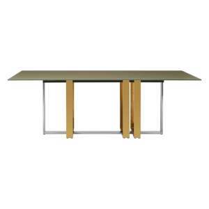 Cervantes Frosted Glass Top Dining Table With Gold Metal Base