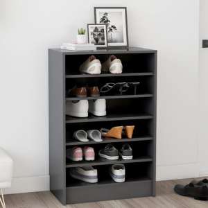 Cezary Wooden Shoe Storage Rack With 7 Shelves In Grey