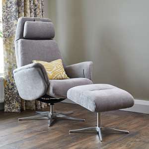 Chalfont Fabric Swivel Recliner Chair With Footstool In Stone
