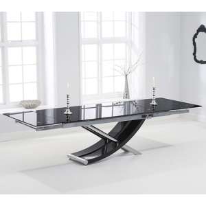 Chanelle Extending Glass Dining Table In Black With Chrome Base