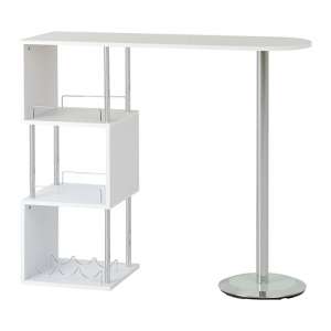 Cayuta Home Bar Table In White And Chrome