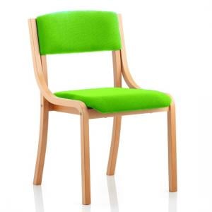 Charles Office Chair In Green And Wooden Frame