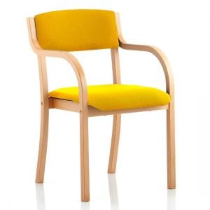 Charles Office Chair In Yellow And Wooden Frame With Arms