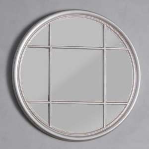 Charleston Round Panelled Design Wall Bedroom Mirror In Silver