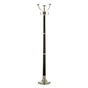 Charston Metal Coat Stand In Nickel With Black Leather