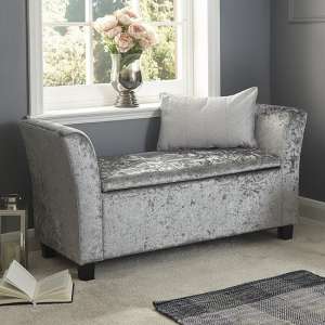 Ventnor Fabric Ottoman Seat In Grey Crushed Velvet