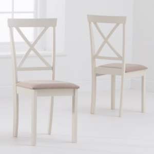 Chartin Cream Wooden Dining Chairs With Fabric Seat In A Pair