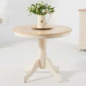 Chartin Round 90cm Wooden Dining Table In Oak And Cream