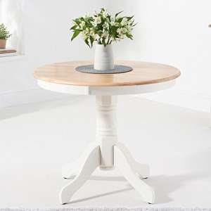 Chartin Round 90cm Wooden Dining Table In Oak And White