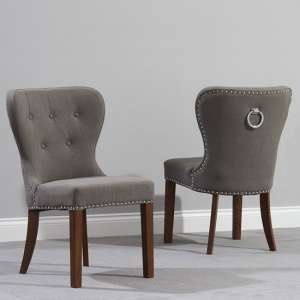 Wallace Grey Fabric Dining Chairs In With Dark Oak Legs A Pair