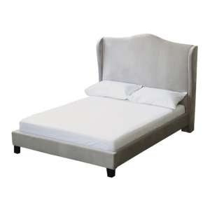 Chieveley Velvet Fabric Wing Double Bed In Silver