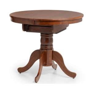 Cauz Extending Round Wooden Dining Table In Mahogany