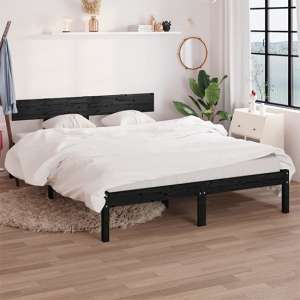 Chavez Solid Pinewood Double Bed In Black