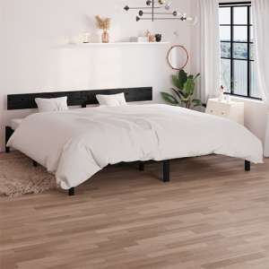 Chavez Solid Pinewood Super King Size Bed In Black