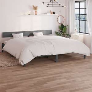 Chavez Solid Pinewood Super King Size Bed In Grey