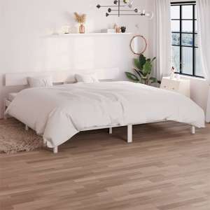 Chavez Solid Pinewood Super King Size Bed In White