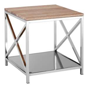Chaw Wooden Lamp Table With Stainless Steel Frame In Oak