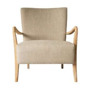 Chedworth Linen Armchair In Natural With Oak Wooden Legs