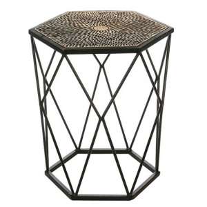 Cheetah Aluminium Side Table In Antique Black And Gold