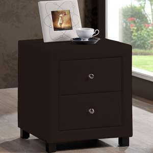 Chelsea Faux Leather Bedside Cabinet In Brown With 2 Drawers