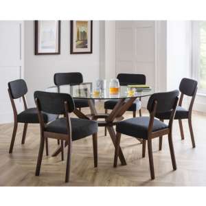 Calderon Large Glass Dining Table With 6 Farringdon Chairs