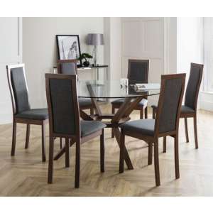 Chairvaux Large Glass Dining Table With 6 Melrose Grey Chairs
