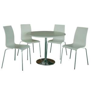 Solihull Wooden Dining Table Round In Matt White With 4 Chairs