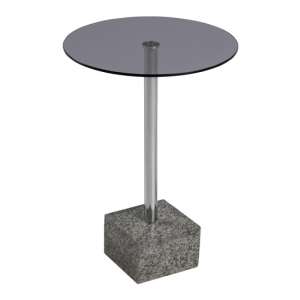 Cheney Smoked Glass Side Table With Granite Base