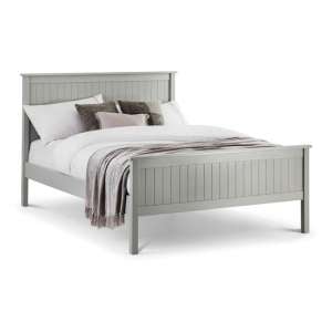 Madge Wooden Double Bed In Dove Grey Lacquered
